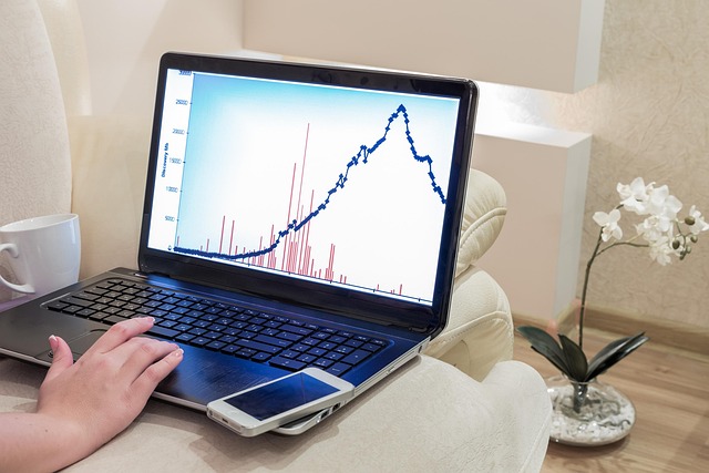 line chart and laptop illustrating digital platform usage trend analysis Canada